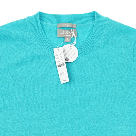 New JCREW Size M Cashmere Classic Fit Crewneck Sweater Vivid Lagoon $148 BA400 - Picture 6 of 7